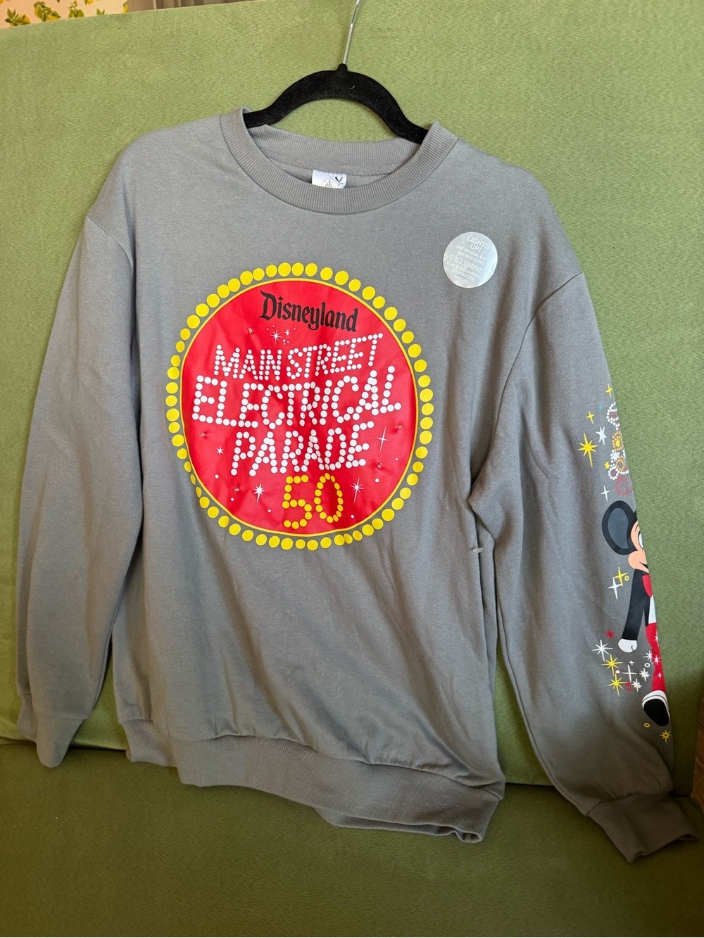 Disney Gray Crewneck Sweatshirt with Red & Yellow Parade Graphic